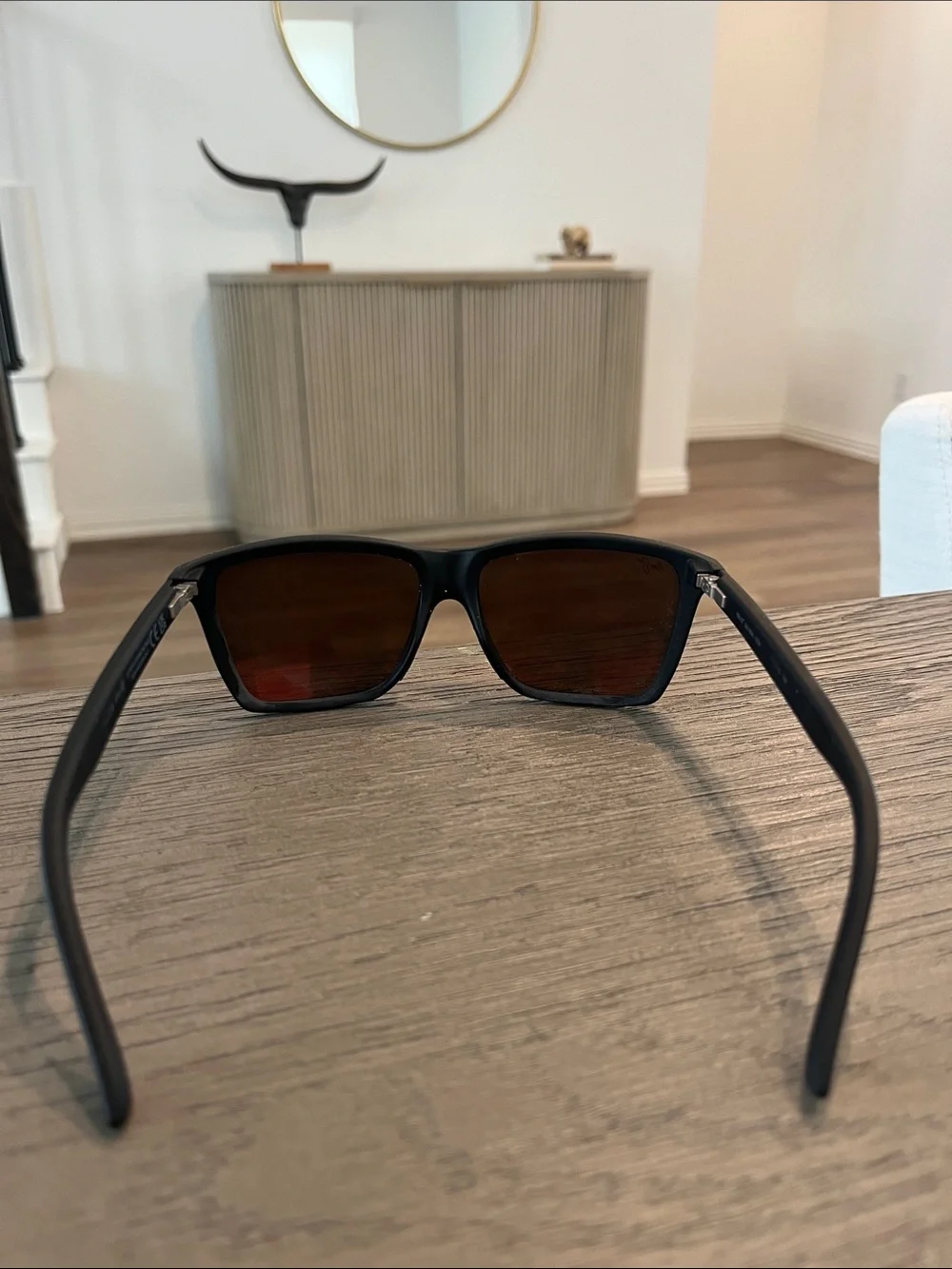 Maui Jim Men’s Polarized Sunglasses - Black Frame with Orange-Red Lenses